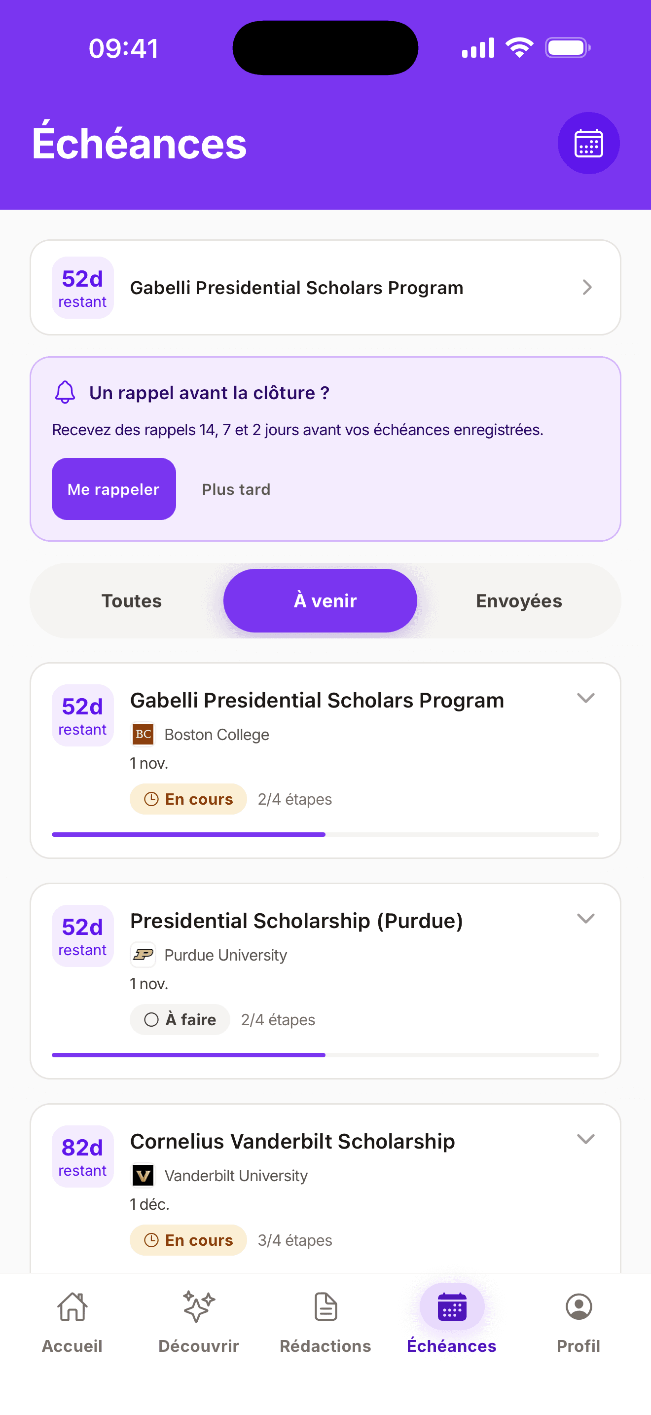 Exemple d’écran de l’app sur iPhone